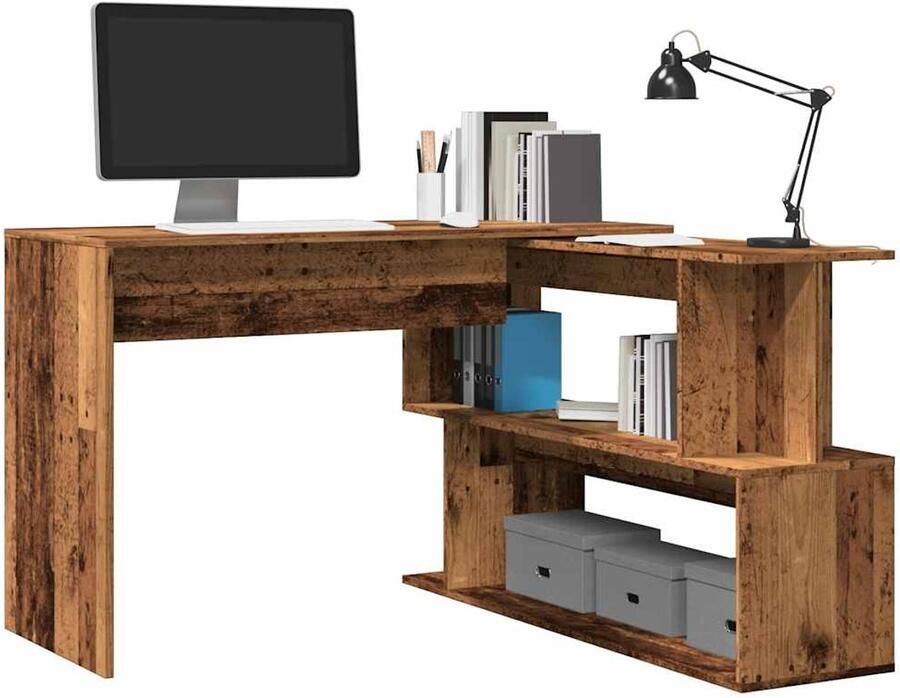 VidaXL Hoekbureau 200 5x50x76 cm Oud Houtkleurig Hoekbureau Hoekbureaus Bureau Studiebureau
