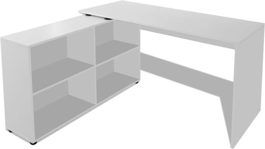 VidaXL Hoekbureau 4 schappen wit - Foto 4