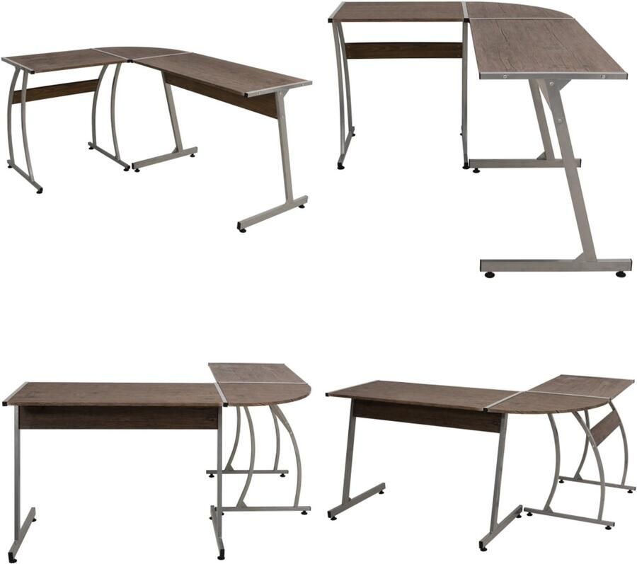 VidaXL Hoekbureau bewerkt hout bruin Bureau Bureaus Laptoptafel Computertafel
