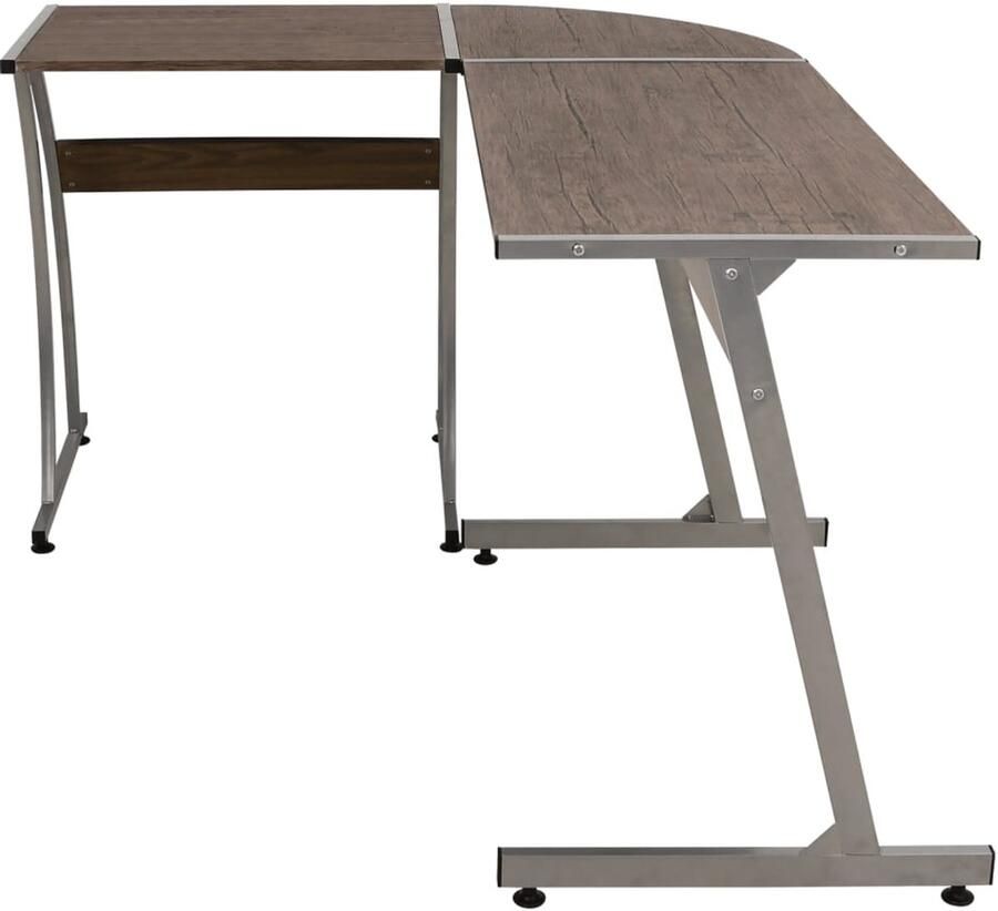 VidaXL Hoekbureau Bruin Bewerkt Hout & Metaal Bureau Bureaus Laptoptafel Computertafel