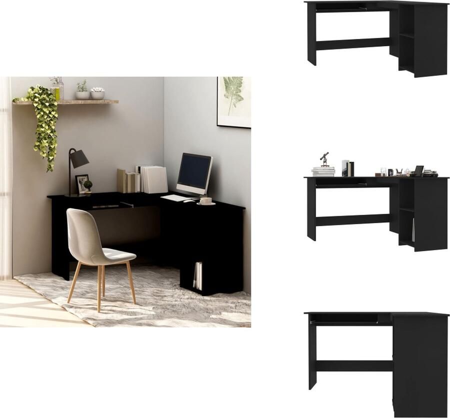 VidaXL Hoekbureau Hoekbureaus Bureau Bureaus Hoekbureau L-vormig 120x140x75 cm bewerkt hout zwart