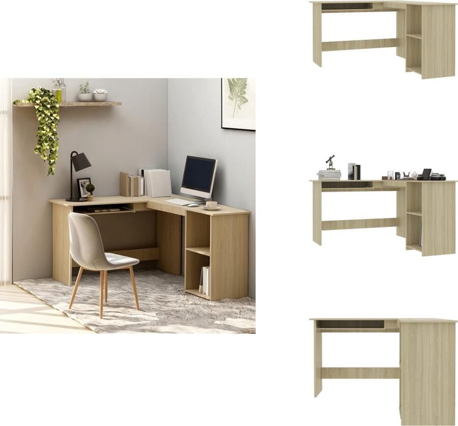 VidaXL -Hoekbureau-L-vormig-120x140x75cm-bewerkt-hout-sonoma-eikenkleur