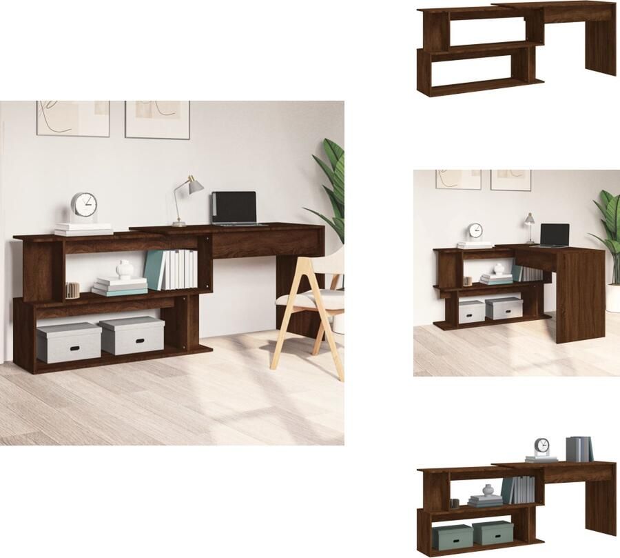 VidaXL Hoekbureau Hoekbureaus Kantoorbureau Computerbureau Hoekbureau 200x50x76 cm bewerkt hout bruineikenkleurig