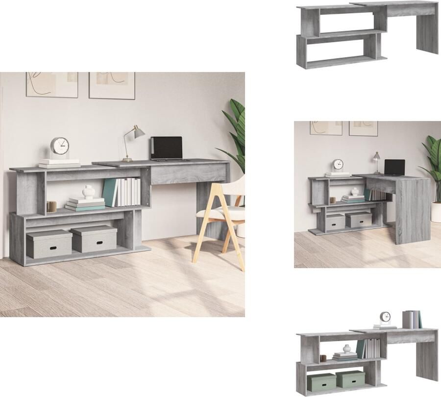VidaXL Hoekbureau Hoekbureaus Kantoorbureau Computerbureau Hoekbureau 200x50x76 cm bewerkt hout grijs sonoma eiken