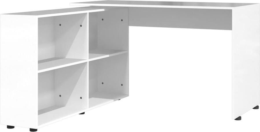 VidaXL Hoekbureau Hoogglans wit Inclusief boekenkast Hoektje Bureau Schrijfbureau Bureaublad Houten Bureau Witte Bureau Compact Bureau Ergonomische Werkplek Thuiskantoor Studie Tafel Opslagruimte Modern Bureau Design Bureau