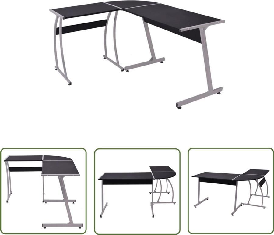 VidaXL Hoekbureau L-vormig Zwart 152x117x74 cm Hoekschrijftafel Hoekbureau Bureaus Kantoorspullen Werkblad Studietafel Ergonomische Bureaustoelen Home Office Modern Bureau Design Bureau Compact Bureau