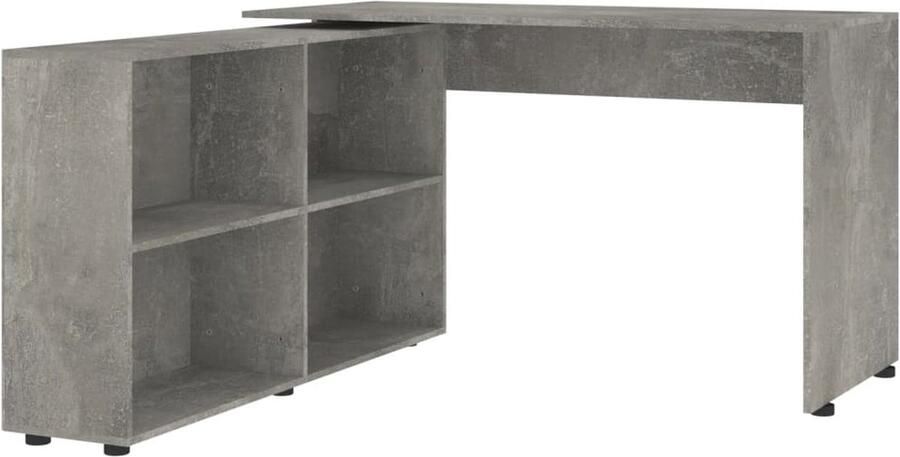 VidaXL Hoekbureau met boekenkast Betongrijs Hoekschrijftafel Hoekbureau Schrijfbureau Bureaublad Houten Bureau Modern Bureau Betonnen Bureau Compact Bureau Ergonomische Zitpositie