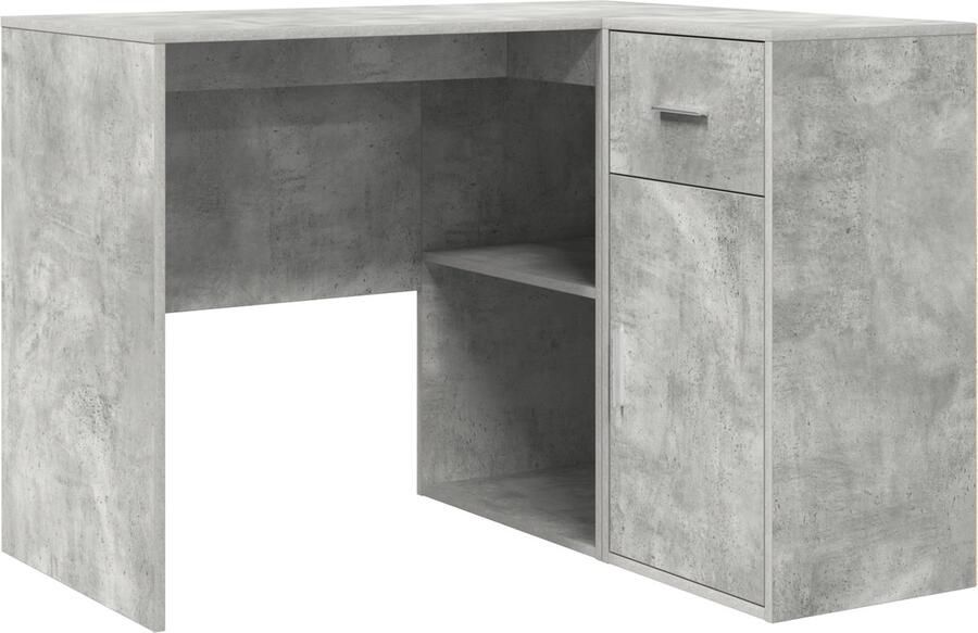 VidaXL Hoekbureau met lade Beton Grijs 102 x 50 x 75 cm Bewerkt hout