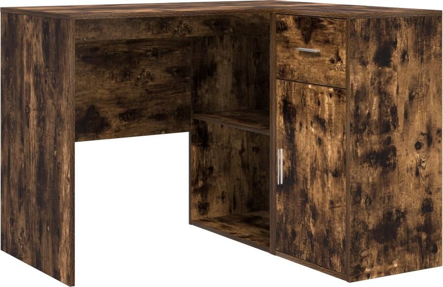 VidaXL Hoekbureau met lade Rook Eiken 102 x 50 x 75 cm Bewerkt hout