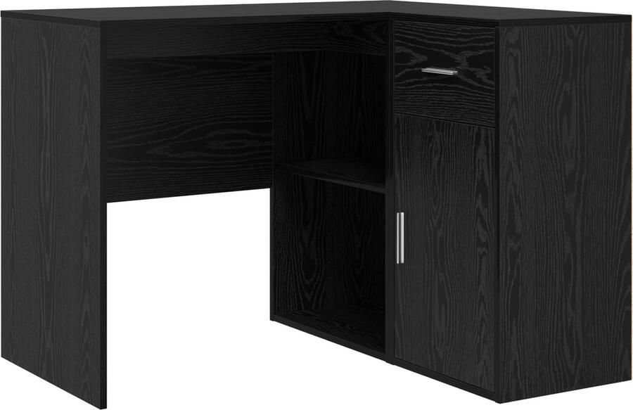 VidaXL Hoekbureau met lade Zwart eiken 102 x 50 x 75 cm Bewerkt hout