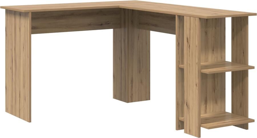 VidaXL Hoekbureau met Opbergruimte met plank artisanaal eikenkleurig