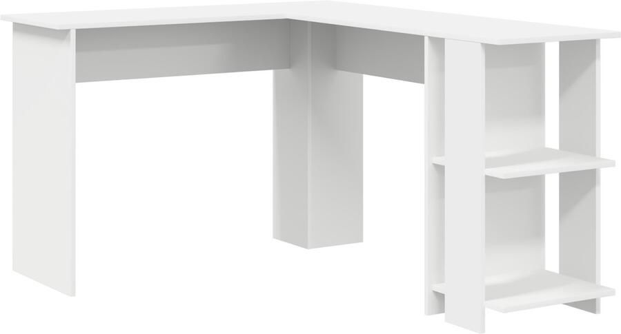 VidaXL Hoekbureau met Opbergruimte met plank Wit 140 x 113 5 x 75 cm