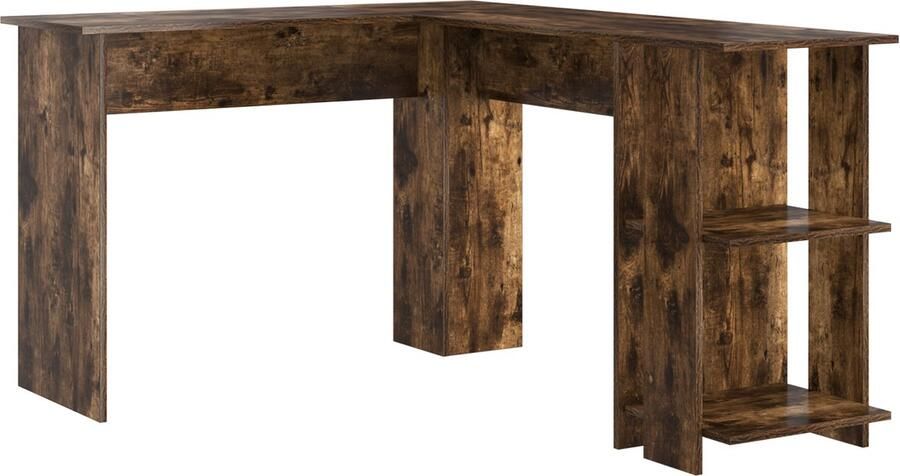 VidaXL Bruin Hoekbureau Gerookt Eiken Bewerkt Hout Hoekbureau Modern