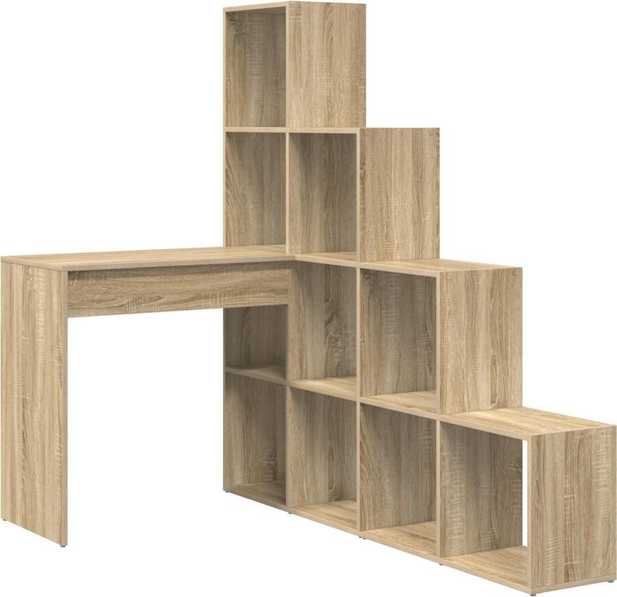 VidaXL Hoekbureau met plank met opslag Sonoma eiken 101.5 x 149.5 x 149.5 cm
