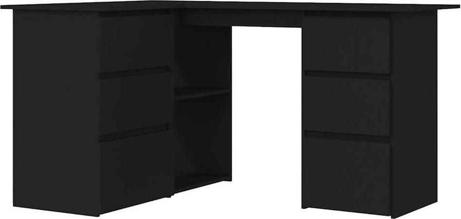 VidaXL Hoekbureau Zwart 145x100x76 cm Hoeken Bureau Hoek Tafel Werkstation Bureaublad Kantoor Meubilair
