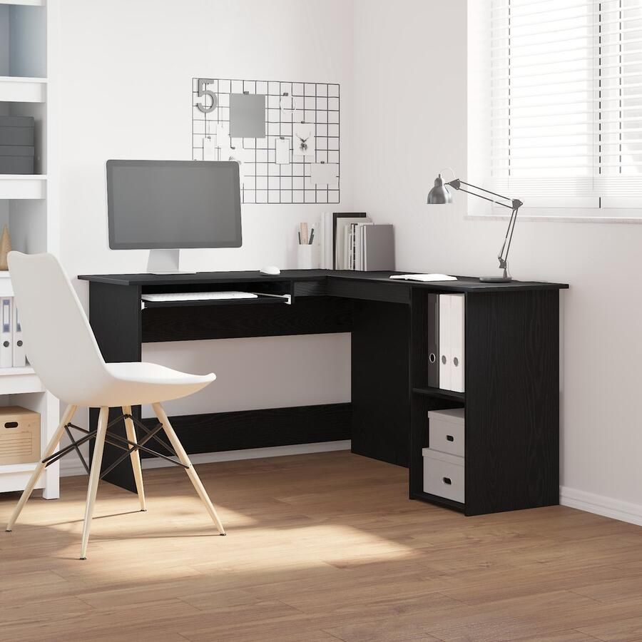 VidaXL Hoekbureau Zwart eiken Geëngineerd hout 140x120x75 cm Hoekbureau