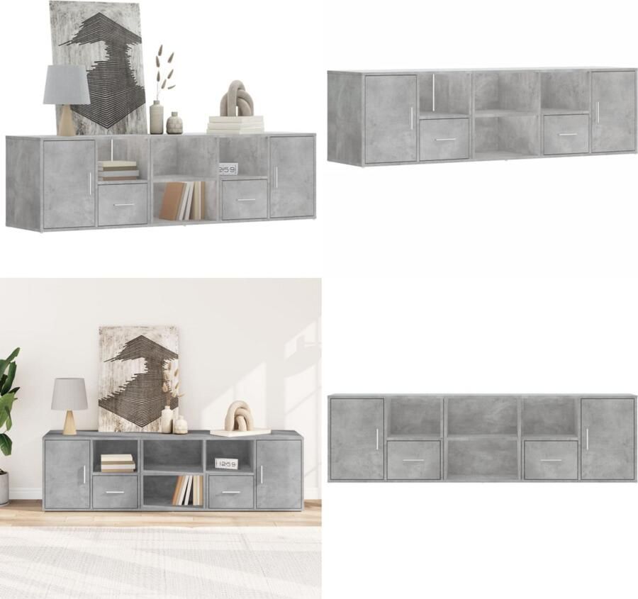 VidaXL Hoekkast 160x40x45 cm bewerkt hout betongrijs Hoekkast Hoekkasten Hoek Kast Schappenkast