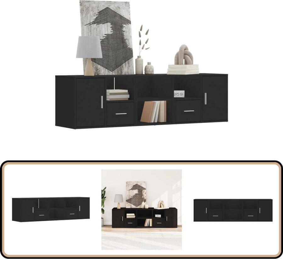 VidaXL Hoekkast 160x40x45 cm Bewerkt hout Zwart Hoekkast Hoekkasten Hoek Kast Schappenkast