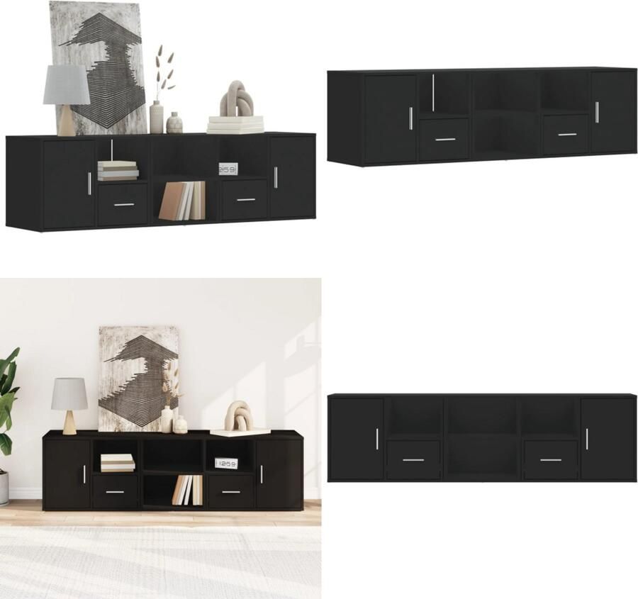 VidaXL Hoekkast 160x40x45 cm bewerkt hout zwart Hoekkast Hoekkasten Hoek Kast Schappenkast