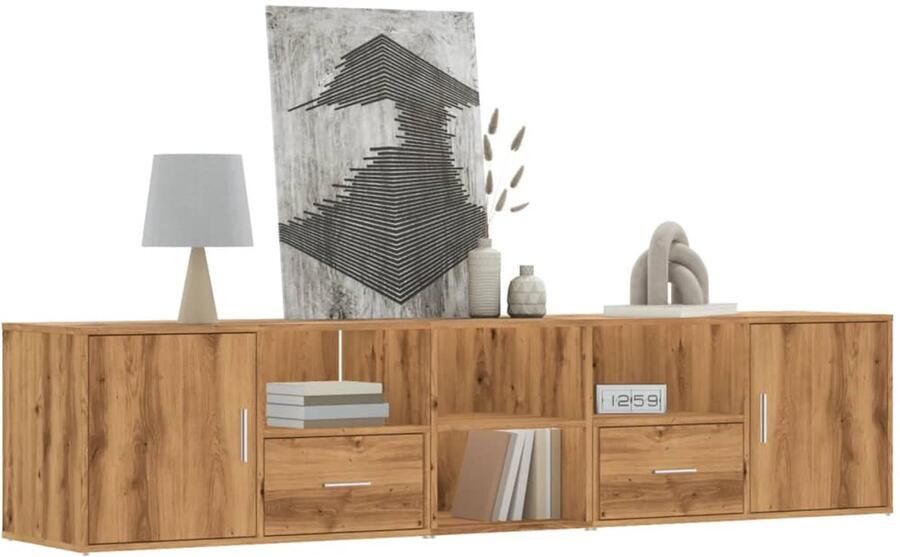 VidaXL Hoekkast Hoekkasten Hoek Kast Schappenkast Hoekkast 200x40x45 cm bewerkt hout artisanaal eikenkleurig