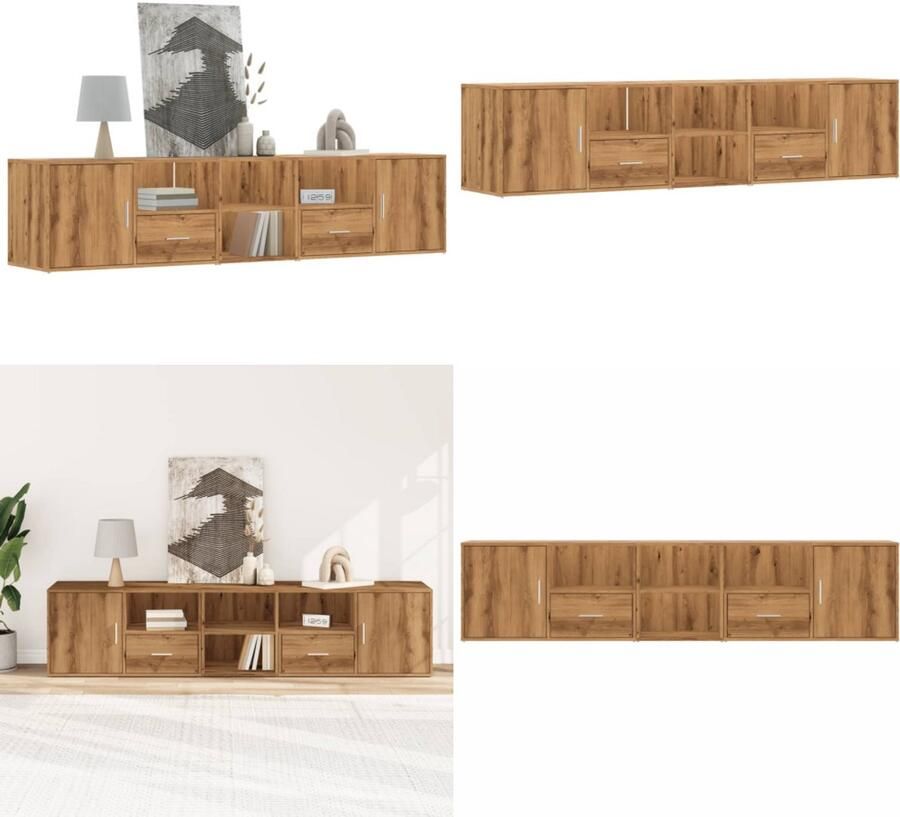 VidaXL Hoekkast 200x40x45 cm bewerkt hout artisanaal eikenkleurig Hoekkast Hoekkasten Hoek Kast Schappenkast