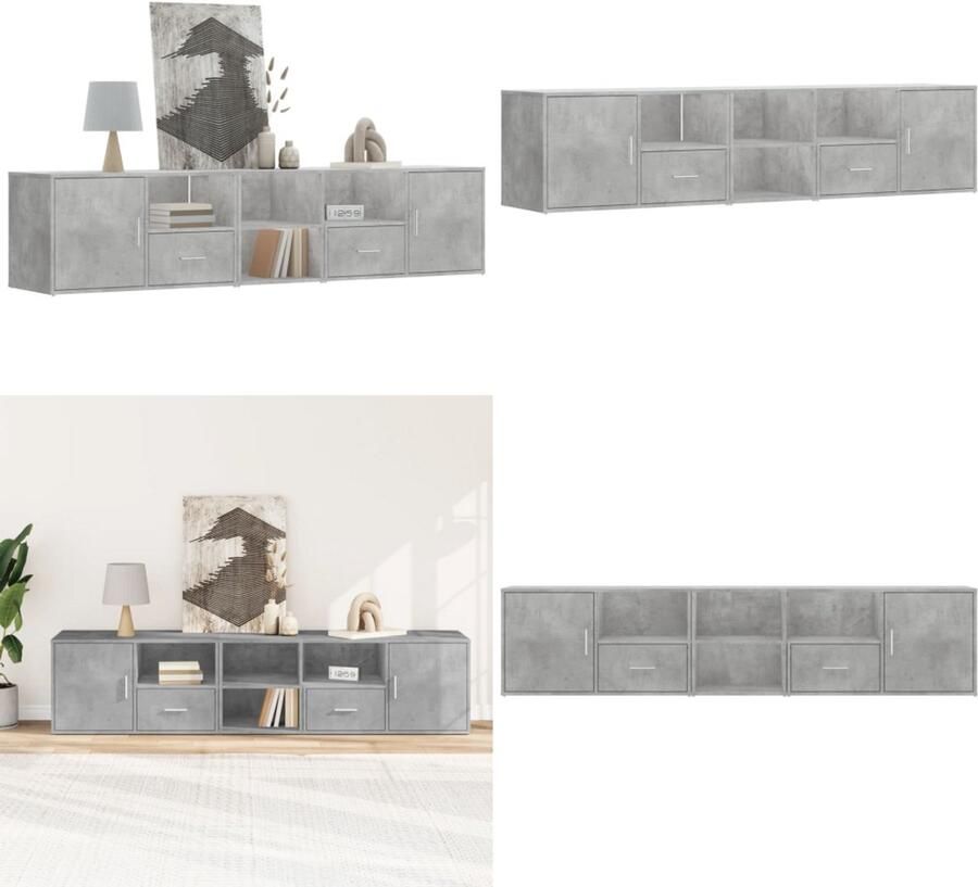 VidaXL Hoekkast 200x40x45 cm bewerkt hout betongrijs Hoekkast Hoekkasten Hoek Kast Schappenkast