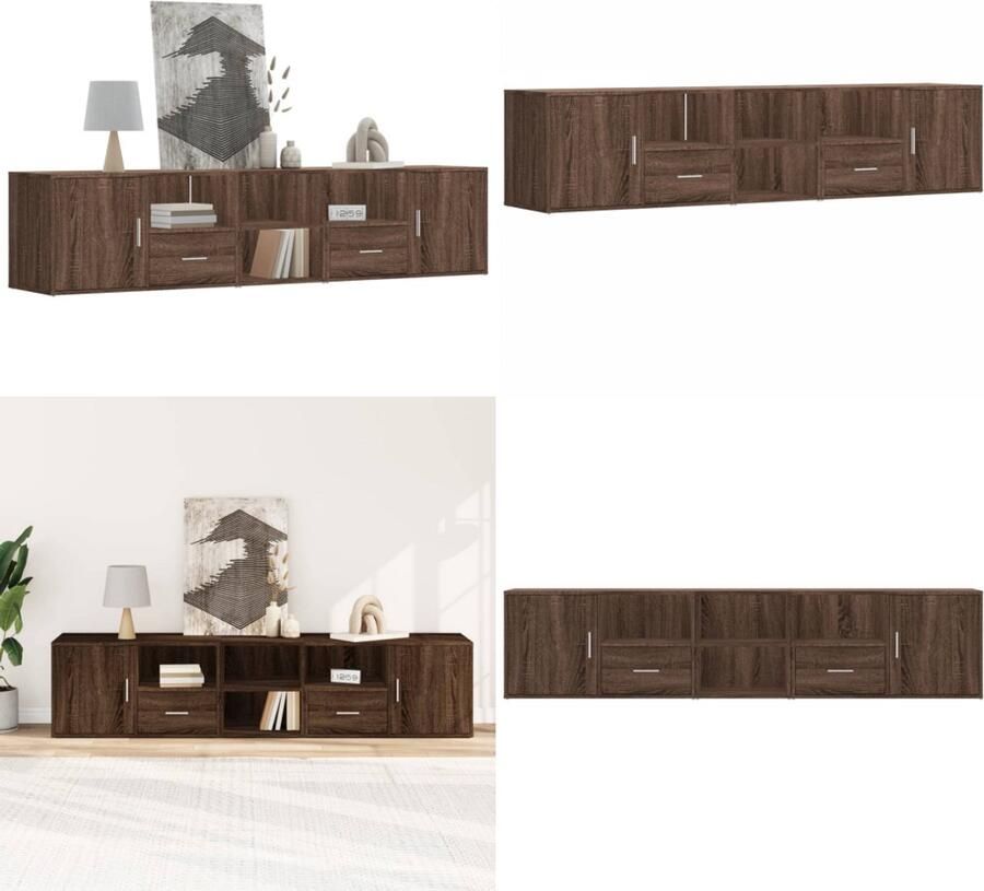 VidaXL Hoekkast 200x40x45 cm bewerkt hout bruin eikenkleurig Hoekkast Hoekkasten Hoek Kast Schappenkast