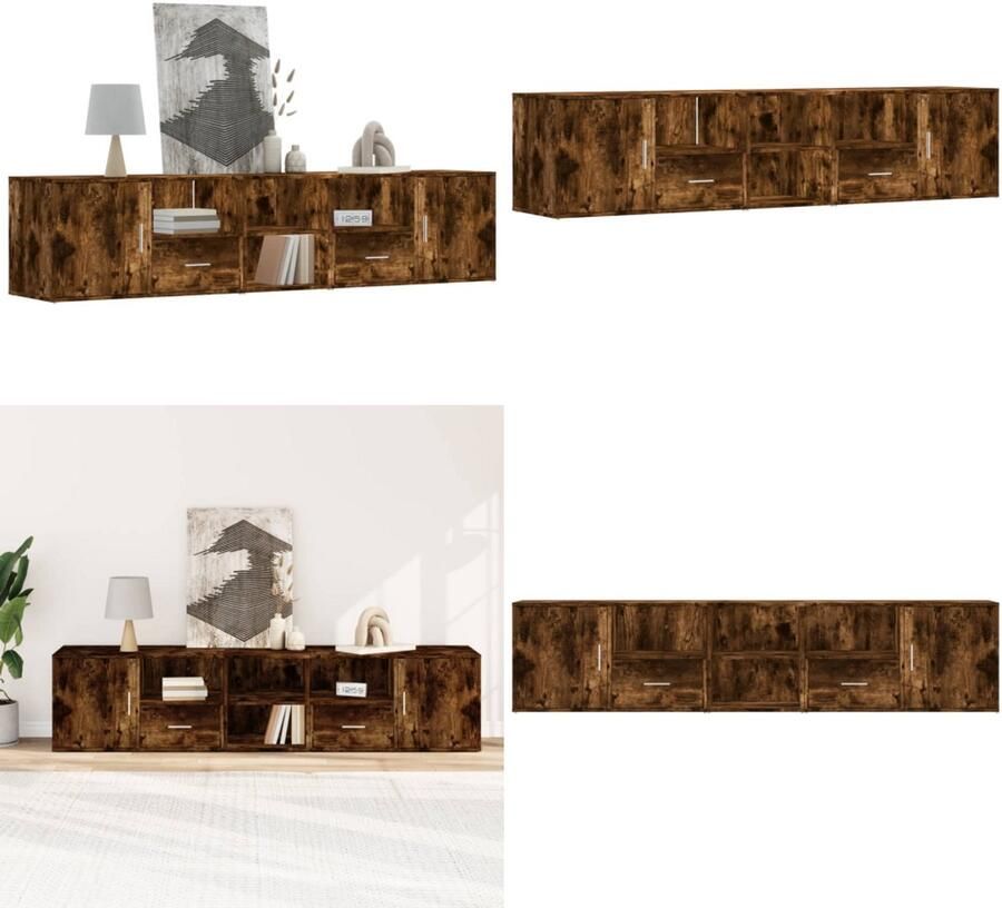 VidaXL Hoekkast 200x40x45 cm bewerkt hout gerookt eikenkleurig Hoekkast Hoekkasten Hoek Kast Schappenkast