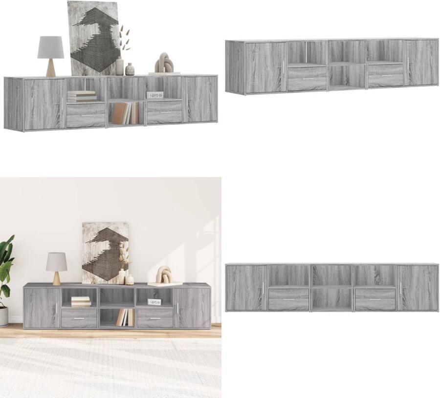 VidaXL Hoekkast 200x40x45 cm bewerkt hout grijs sonoma eikenkleurig Hoekkast Hoekkasten Hoek Kast Schappenkast