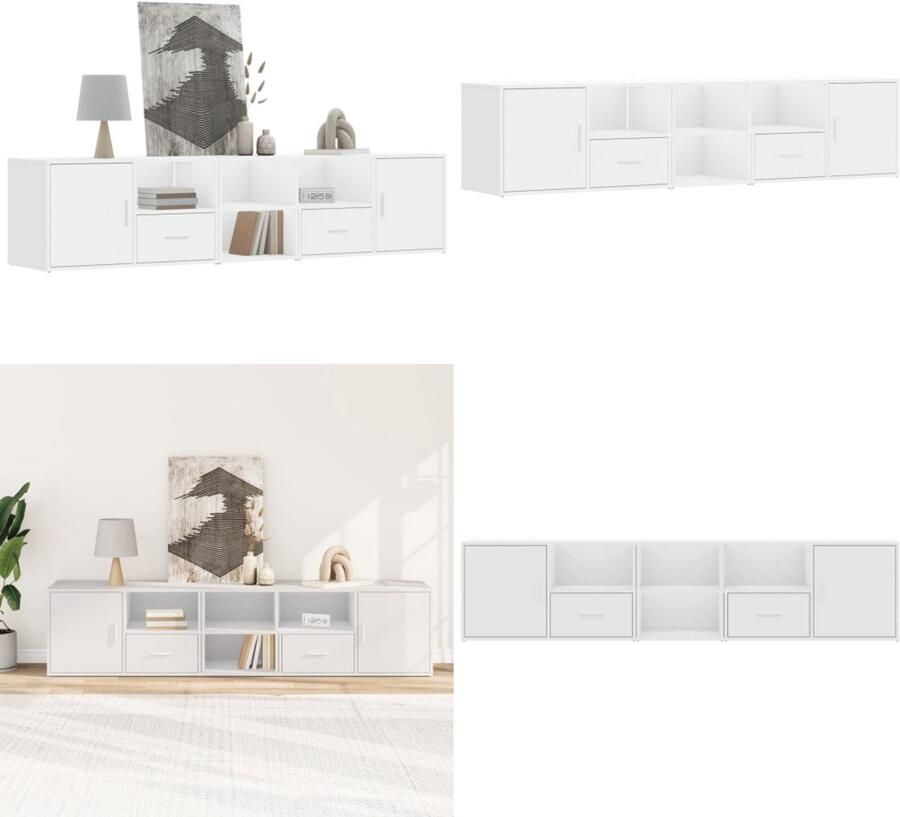 VidaXL Hoekkast 200x40x45 cm bewerkt hout wit Hoekkast Hoekkasten Hoek Kast Schappenkast