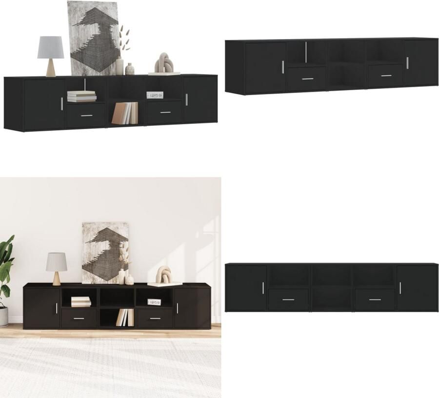 VidaXL Hoekkast 200x40x45 cm bewerkt hout zwart Hoekkast Hoekkasten Hoek Kast Schappenkast