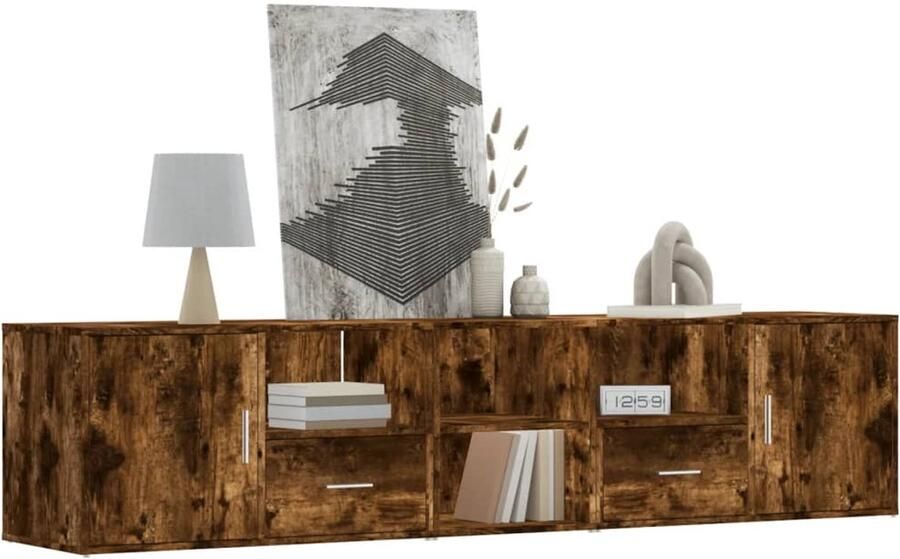 VidaXL Hoekkast Hoekkasten Hoek Kast Schappenkast Hoekkast 200x40x45 cm bewerkt hout gerookt eikenkleurig