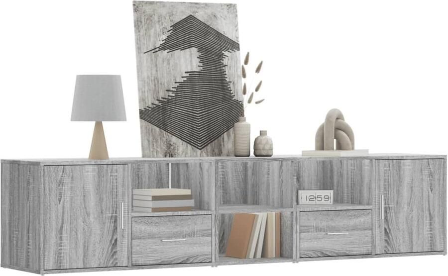 VidaXL Hoekkast Hoekkasten Hoek Kast Schappenkast Hoekkast 200x40x45 cm bewerkt hout grijs sonoma eikenkleurig - Foto 2