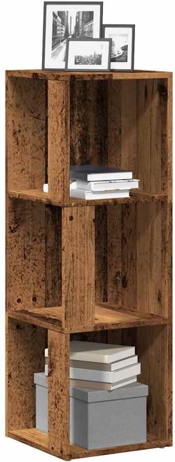 VidaXL Hoekkast 33x33x100 cm Bewerkt hout Oud hout Hoekkast Hoekkasten Hoek Kast Opslagkast