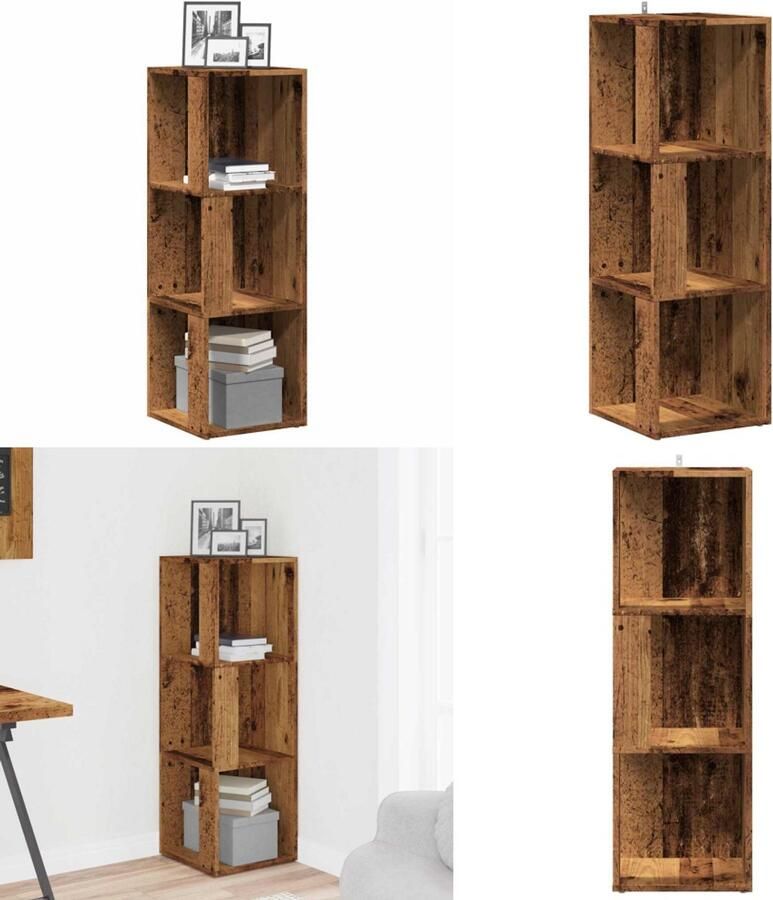 VidaXL Hoekkast 33x33x100 cm bewerkt hout oud houtkleurig Hoekkast Hoekkasten Hoek Kast Opslagkast