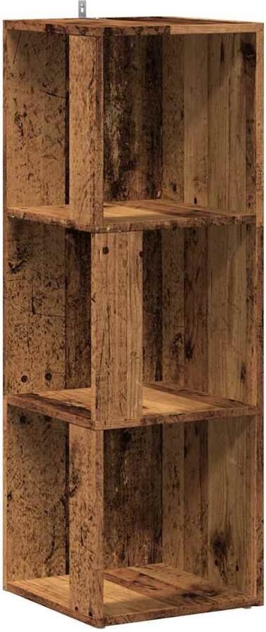 VidaXL Hoekkast 33x33x100 cm bewerkt hout oud houtkleurig