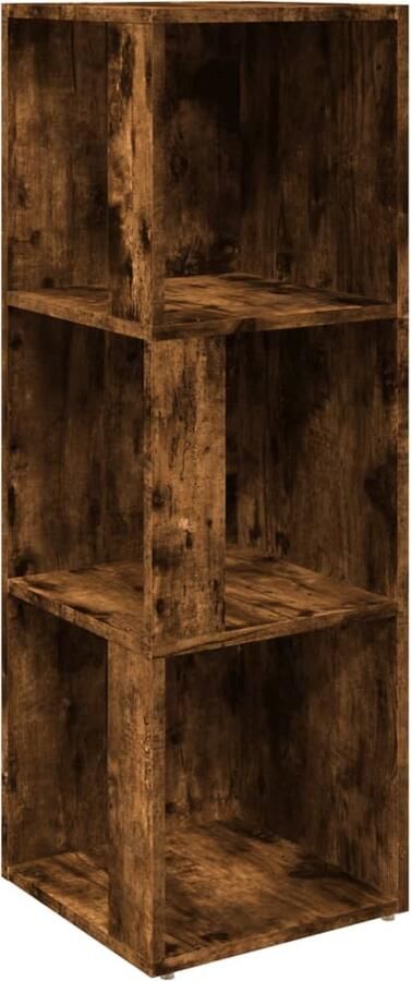 VidaXL Hoekkast 33x33x100 cm Gerookt Eikenhout Hoekkast Opslagkast Houten Kast Vintage Kast Bruine Kast Kamerdecoratie Interieurstyling