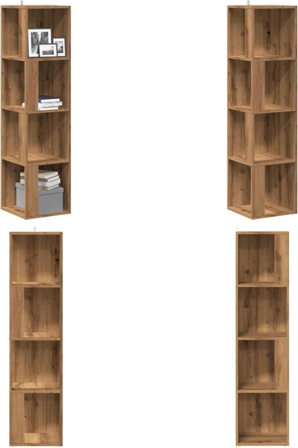 VidaXL Hoekkast 33x33x132 cm bewerkt hout artisanaal eikenkleur Hoekkast Hoekkasten Hoek Kast Opslagkast