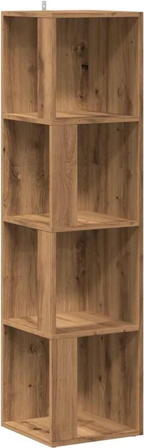 VidaXL Hoekkast 33x33x132 cm bewerkt hout artisanaal eikenkleur