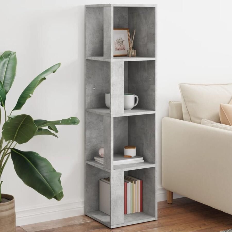 VidaXL Hoekkast 33x33x132 cm bewerkt hout betongrijs Hoekkast Hoekkasten Hoekschap Hoekschappen - Foto 2