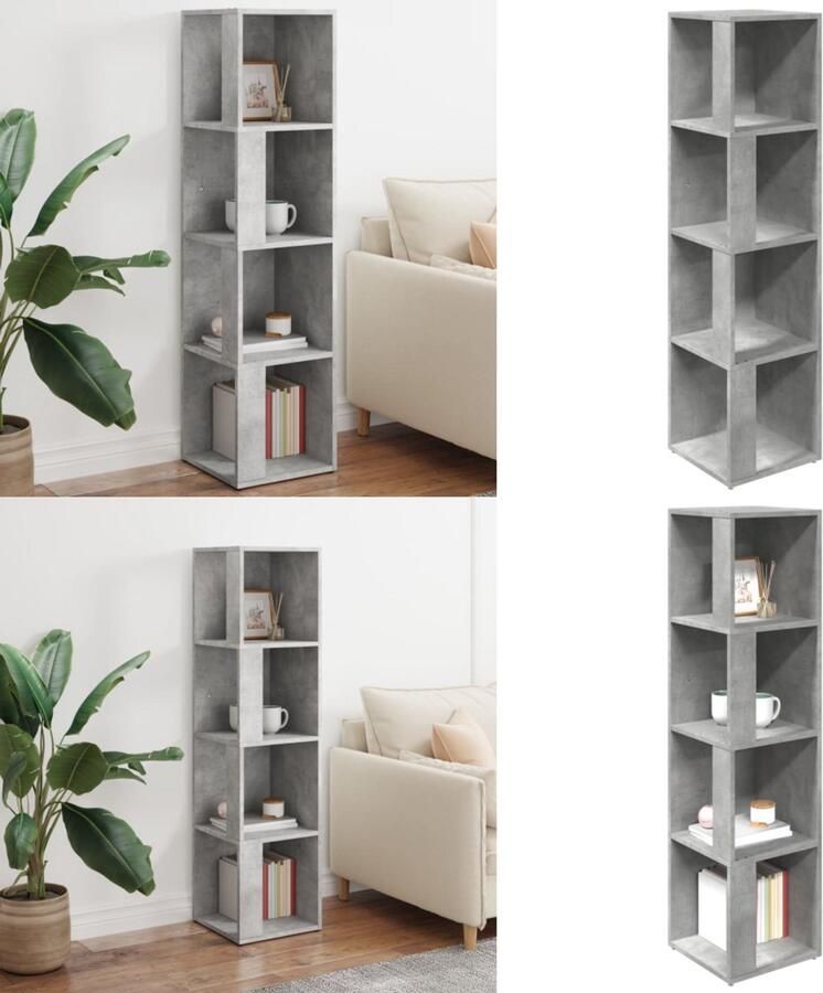 VidaXL Hoekkast 33x33x132 cm bewerkt hout betongrijs Hoekkast Hoekkasten Hoekschap Hoekschappen