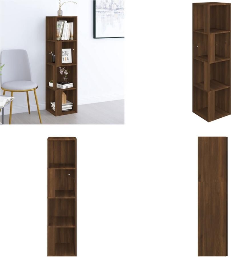 VidaXL Hoekkast 33x33x132 cm bewerkt hout bruineikenkleurig Hoekkast Hoekkasten Hoek Kast Opslagkast