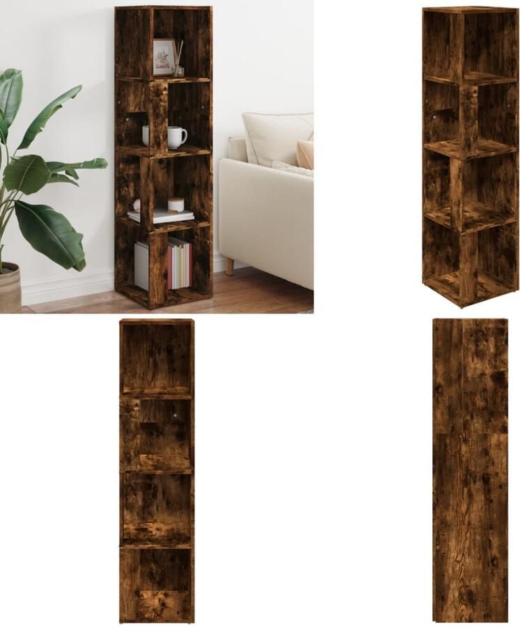 VidaXL Hoekkast 33x33x132 cm bewerkt hout gerookt eikenkleurig Hoekkast Hoekkasten Hoek Kast Opslagkast