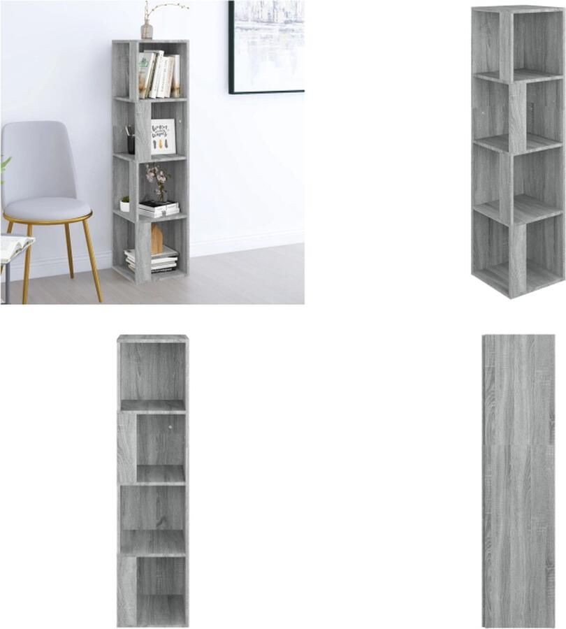 VidaXL Hoekkast 33x33x132 cm bewerkt hout grijs sonoma eikenkleurig Hoekkast Hoekkasten Hoek Kast Opslagkast