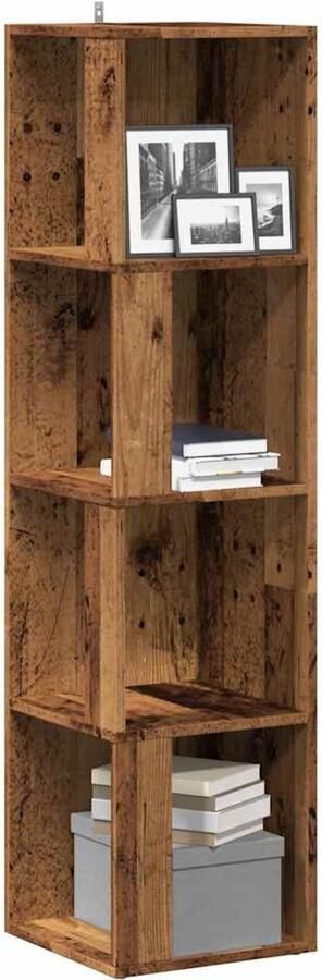 VidaXL Hoekkast 33x33x132 cm Bewerkt Hout Oud Houtkleurig Hoekkast Hoekkasten Hoek Kast Opslagkast