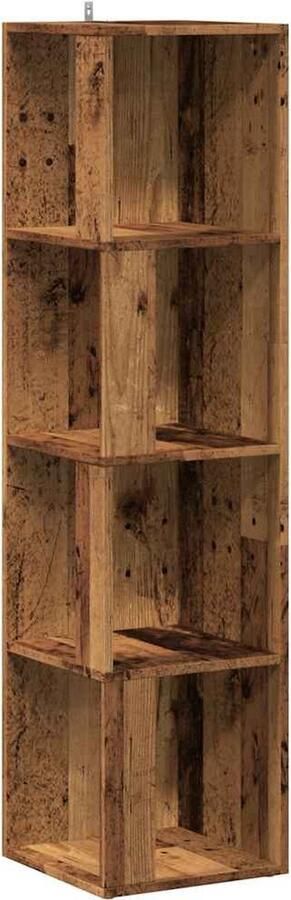VidaXL Hoekkast 33x33x132 cm bewerkt hout oud houtkleurig