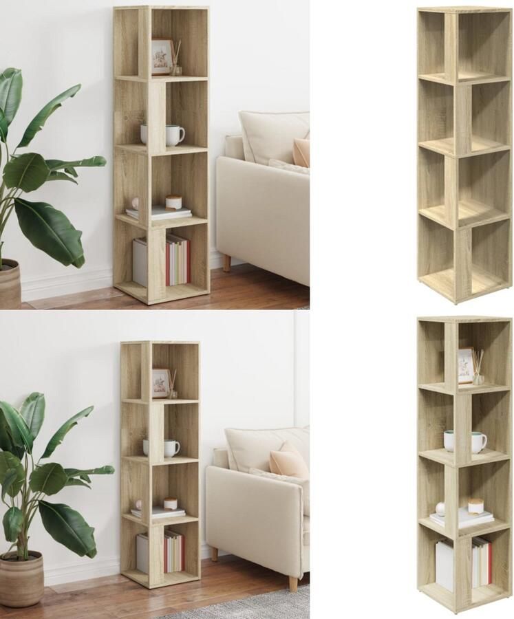 VidaXL Hoekkast 33x33x132 cm bewerkt hout sonoma eikenkleurig Hoekkast Hoekkasten Hoekschap Hoekschappen