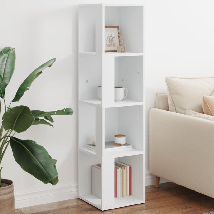 VidaXL Hoekkast 33x33x132 cm bewerkt hout wit Hoekkast Hoekkasten Hoekschap Hoekschappen - Foto 2