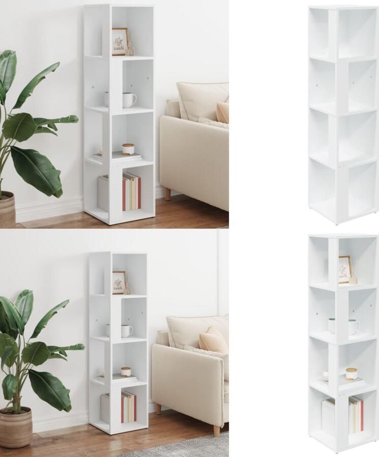 VidaXL Hoekkast 33x33x132 cm bewerkt hout wit Hoekkast Hoekkasten Hoekschap Hoekschappen