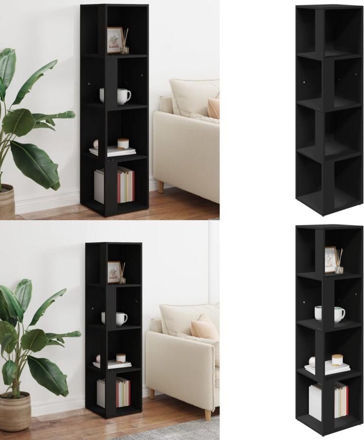 VidaXL Hoekkast 33x33x132 cm bewerkt hout zwart Hoekkast Hoekkasten Hoekschap Hoekschappen